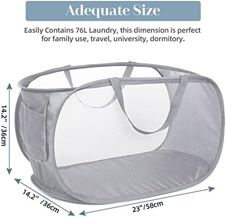 6 Pcs Durable Collapsible Laundry Baskets, Foldable Laundry Basket Large Opening, Pop Up Laundry Hamper with Pocket, Clothes Hamper with Handles for Laundry, Bathroom, Kids Room, Dorm or Trave - Image 3