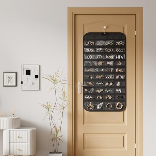 Hanging Jewelry Organizer 80-Pocket Double-Sided Storage, 2-Pack, Black - Image 5