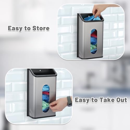 Sumnacon Grocery Bag Dispenser Wall Mount Stainless Steel Bag Dispenser - Image 6