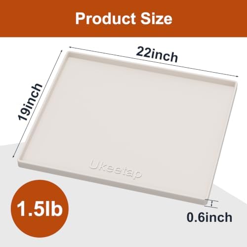 22" x 19" Extra Thick Silicone Mat Waterproof with Raised Edge, Beige - Image 7
