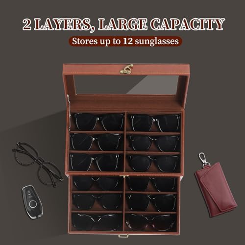 AUTOARK Leather & Velvet 12 Piece Eyeglasses Display Case,Coffee,AW-164 - Image 4