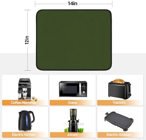 Heat Resistant Mats for Air Fryer on Countertop, 14 x 12in, Green - Image 4
