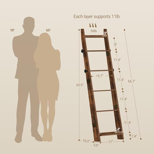Hzuaneri Blanket Ladder, Decorative Quilt Rack with 4 Removable Hooks - Image 2