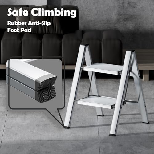 Taranta 2 Step Stool Foldable,Aluminum Step Ladder-Sliver - Image 4