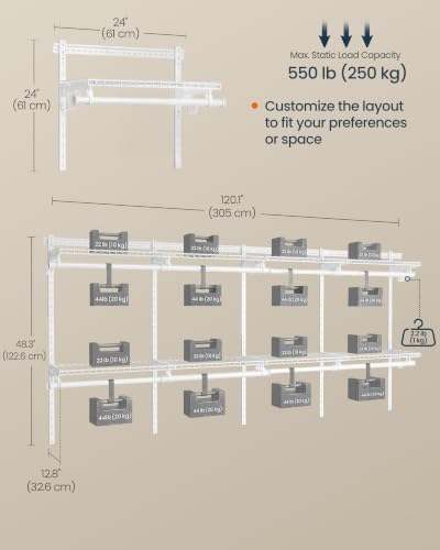 SONGMICS HOME Closet System, Closet Insert Organizer, 6-8 ft Closet Shelves - Image 5