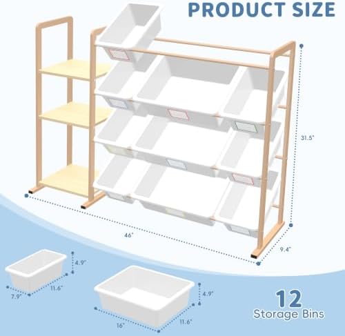 Toy Storage Organizer with Bookshelf, Metal Toy Storage Shelf with Storage Bins, Kids Bookcase and Toy Organizer for Kids Room, Playroom, Bedroom, Nursery - Image 5
