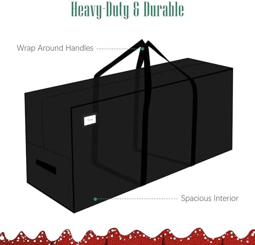 Cosy Family 7.5 ft Christmas Tree Storage Bag - Durable Heavy Duty Extra Large Artificial Xmas Holiday Tree Bag with Reinforced Handles and Dual Zippers Wide Opening - Black - Image 4