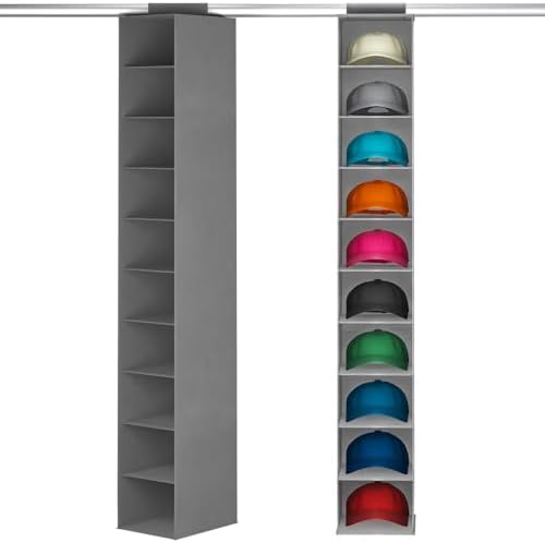 Lifewit 10 Section Hanging Hat Organizer for Baseball Caps, Gray, 1 Pack by Lifewit