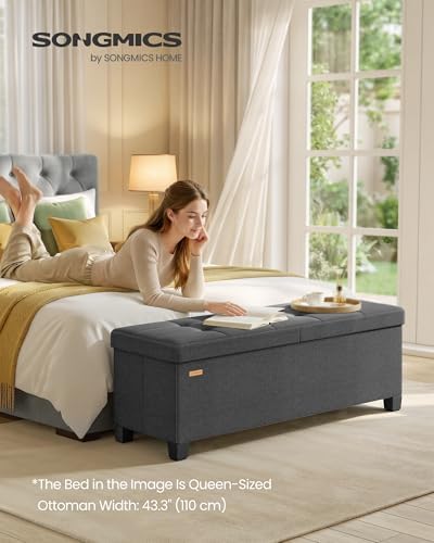 SONGMICS Storage Ottoman Bench with Legs, Flipping Lid, 43.3 Inches - Image 4