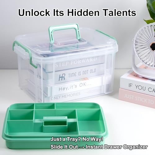 15qt Medicine Organizer - Plastic Portable Storage Box with Handle Green - Image 5
