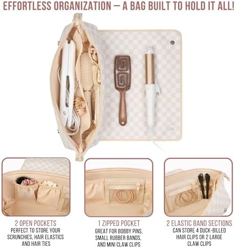 BAREFOOT CARIBOU Hair Tools Travel Bag and Heat Resistant Mat 17" Checkered - Image 6