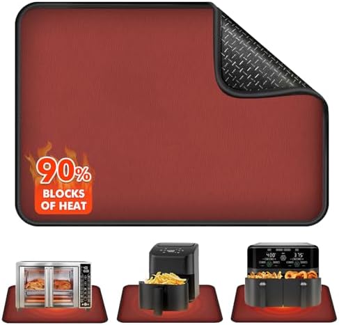 Non-slip Air Fryer Mats for Countertop, 2mm Thick, 14x12 in, Red by Amerbro