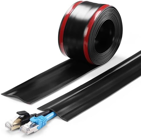 ZhiYo 23ft Cord Cover for Wires on Floors or Walls, 2.2in Wide, Black by ZhiYo