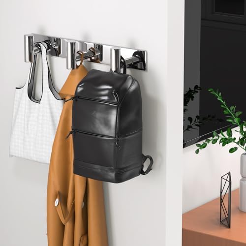 Wall Mounted Coat Rack-3 Hooks, Heavy Duty Stainless Steel Wall Hooks for Towel Coat Bag, Hat Rack Hanger Coat Hooks Towel Racks for Bathroom Entryway Kitchen Hotel (Glossy Chrome, 1 Pack) - Image 3