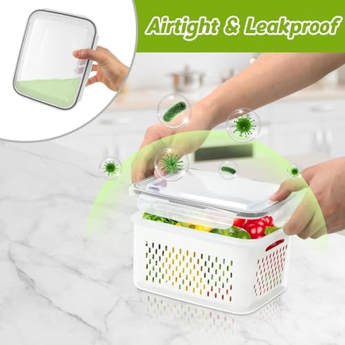 10 Pieces Fruit Storage Container for Fridge,with Removable Colander - Image 4