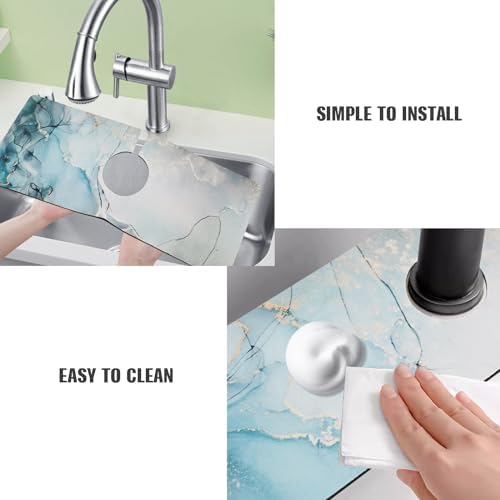 Sink Faucet Absorbing Mat, 2 Pack Drying Mat Around Faucet Sink Splash Guard Behind Faucet Sinkmat For Kitchen Bathroom Island Rv 15 * 5.5 Inch (38 * 14 cm) - Image 6