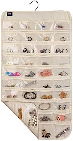 BB Brotrade Hanging Jewelry Organizer,Accessories Organizer,80 Pocket Organizer for Holding Jewelries（Beige） - Image 2
