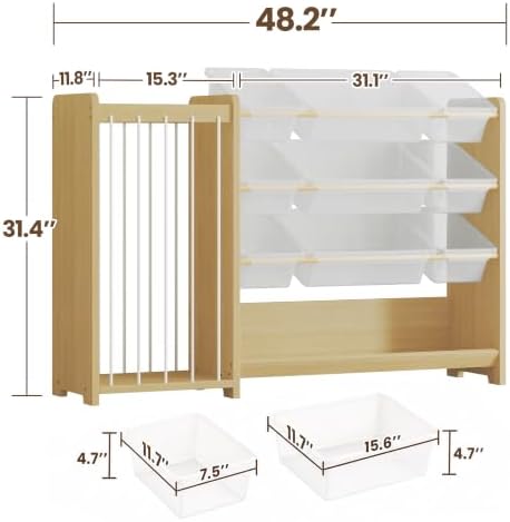 2-in-1 Montessori toyOrganizer, 9 Clear Bin, Plush Storage & Bottom Shelf - Image 3
