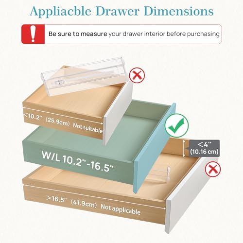 Vtopmart 14 Pack Drawer Dividers for Clothes, 4" High 10.2"-16.5" Adjustable Expandable Dresser Drawer Organizer, Clear Plastic Separators for Dresser, Baby Clothing, Underwear, Cosmetic, Toiletries - Image 2