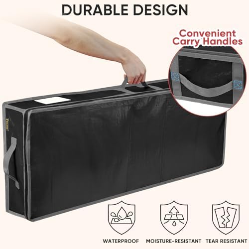 BALEINE Soft Christmas Wrapping Paper Storage Bag, 40" Durable PE Gift Wrap Storage Bag with Flexible Partitions and Pockets for Ribbon, Accessories (Black) - Image 5