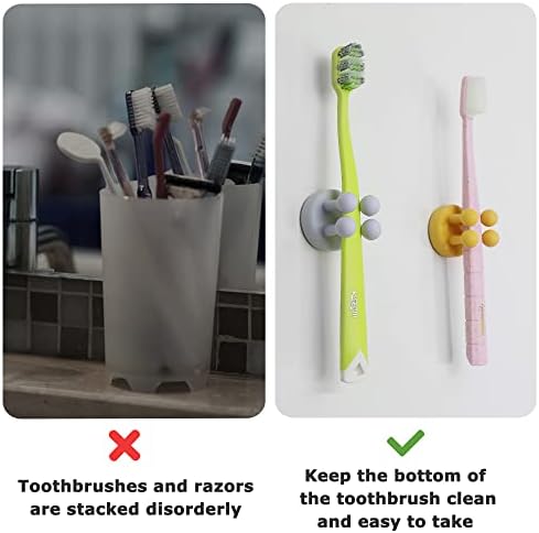 4 pcs Silicone Toothbrush Holder Multi-Function Hook Waterproof self Adhesive Single Toothbrush Hook Plug Holder for Wall for Hanging Bathroom Kitchen Living Room Office - Image 4
