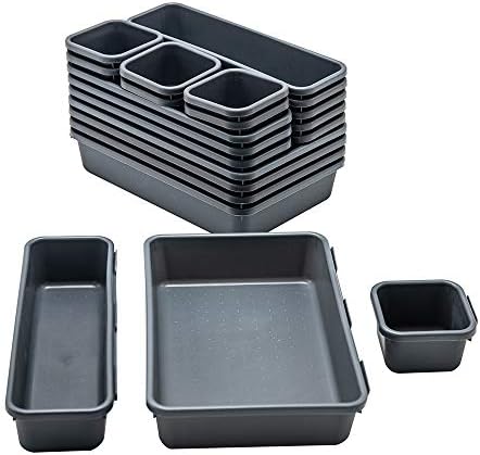Gonice 18 PCS Interlocking Drawer Organizers Plastic Desktop Organizer Tray by Gonice