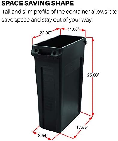Rubbermaid Commercial Products Slim Jim Trash/Garbage Can with Venting Channels, 16-Gallon, Gray, for Kitchen/Office/Workspace, Pack of 4 - Image 6