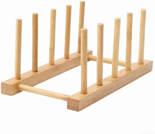 Kunovo Bamboo Dish Rack,Pot lid/Plate/Cutting Board Organizer for Kitchen cabinets,Bottle Drying Holder… (4G) by Kunovo