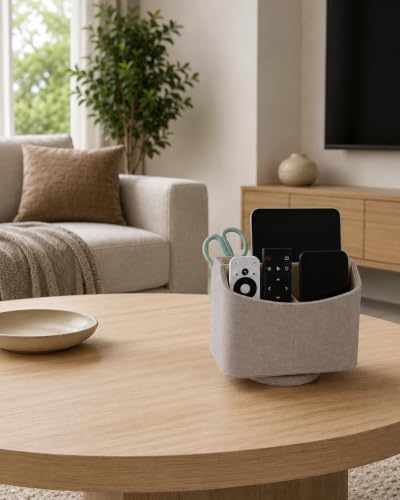 LAMOTI Remote Control Holder, 360° Rotating PU Leather Desk Organizer - Image 3