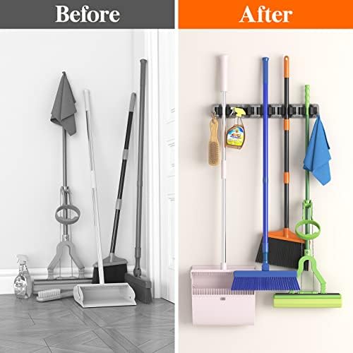 Lifewit Mop and Broom Holder Organizer Wall Hanging Mount, Gray, 2 Pack - Image 5