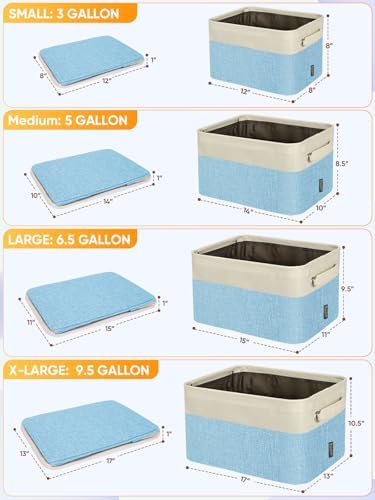 BALEINE 3 Pack Fabric Closet Storage Bins for Shelves, Linen Closet Organizers and Storage, Decorative Baskets for Organizing, Shelf, Clothes, Home, Office (Skyblue, 14''x10''x8.5'') - Image 2