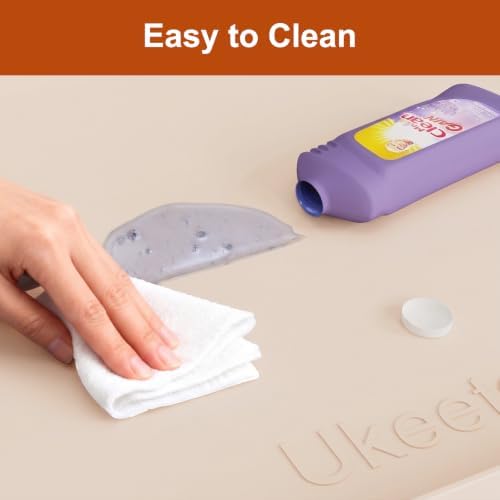 22" x 19" Extra Thick Silicone Mat Waterproof with Raised Edge, Beige - Image 6