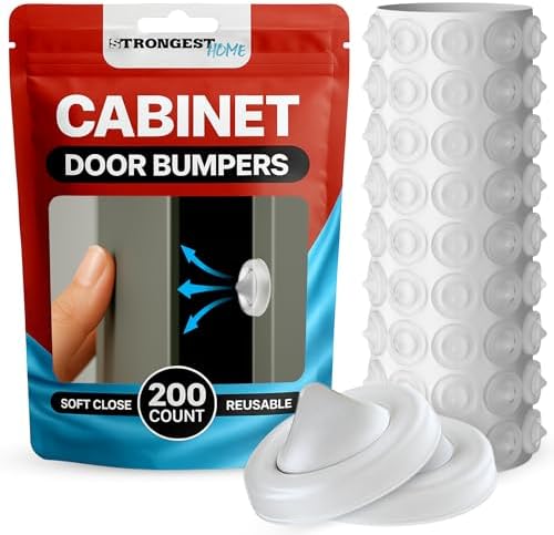 STRONGEST HOME Cabinet Door Bumpers 200 Pack | Clear (0.5" x 0.2") by STRONGESTHOME