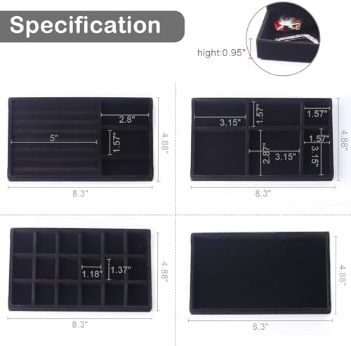 Jewelry Organizer Trays, Velvet Stackable Drawer Inserts 8 Pack - Image 3