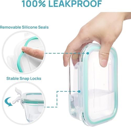 Vtopmart 8 Pack Glass Food Storage Containers with Lids Green - Image 3