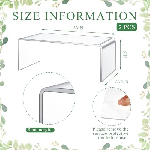 RattanView 2 Pcs 16 Inch Large Clear Acrylic Shelf Riser, 8mm Thick - Image 2