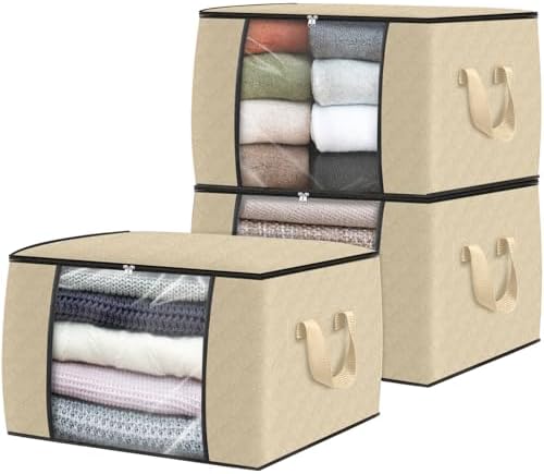 Fab totes 3 Pack Storage Bags for Clothes Blanket Storage Bins with Lids by Fabtotes
