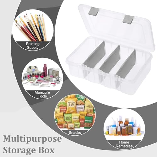 BTSKY Clear Plastic Dividing Storage Box with 4 Compartments Sewing Box - Image 7