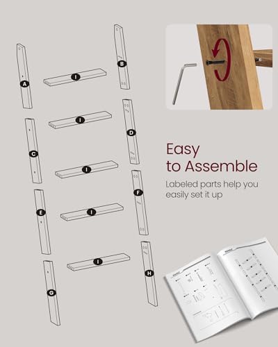 VASAGLE 5-Tier Blanket Ladder, Modern Basic Ladder Shelf - Image 4