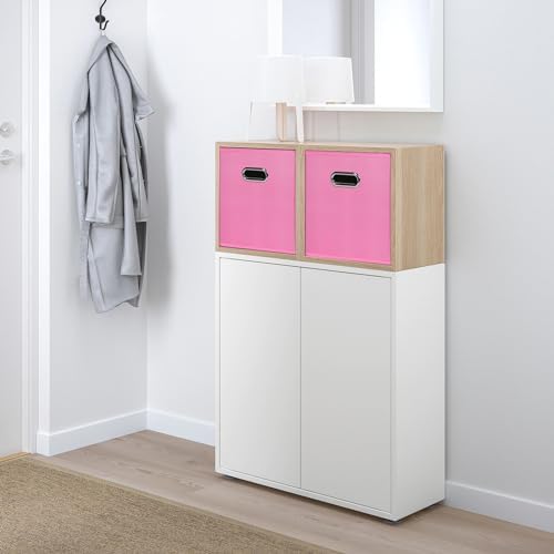 Black Foldable Storage Cubes Bins, Fabric Storage Box Cubes Organizer Baskets with Dual Handles for Home Organizer,Set of 3,(Pink) - Image 4