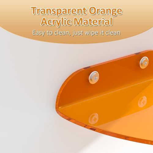 Sezanrpt 9.5x9.5 Inch Acrylic Corner Floating Shelf Set of 2, Orange Corner Wall Shelf for Home Décor, Speakers, Security Cameras, Toileries, Plants, Figures, Cosmetics, Books - Image 5