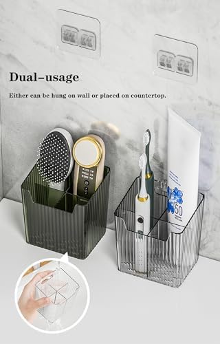 Lae Nuvole 2Pcs Storage Organizer Bins, Wall Shower Toothbrush Caddy, Clear - Image 2