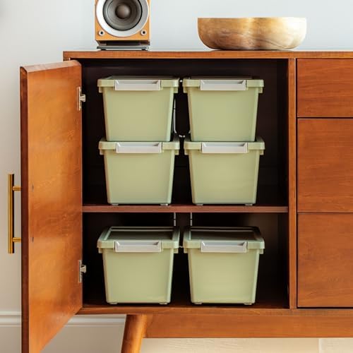 IRIS USA Storage Bins with Lids |Made in USA| 4 Qt - (6-Pack) - Sage Green - Image 4