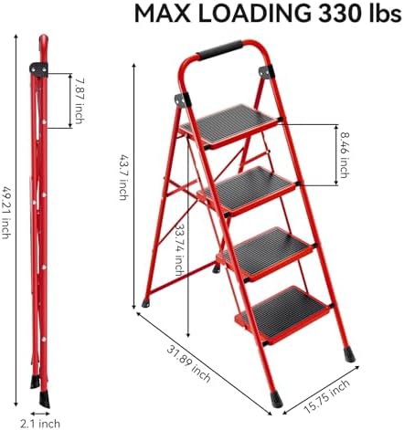KINGRACK 4 Step Ladder, Folding Step Stool with Anti-Slip Wide Pedal - Image 5