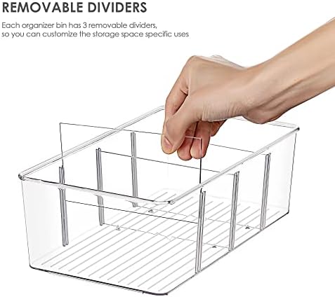 Vtopmart 10 Pack Food Storage Organizer Bins, Clear Plastic, 4 Compartments - Image 3
