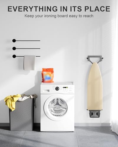 Ironing Board Hanger Wall Mount, Stainless Steel Hooks, Grey - Image 6