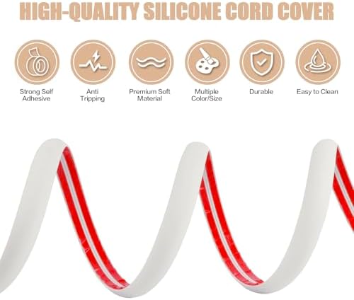 Floor Cord Cover Cable Cavity Self Adhesive Cord Hider Floor 3.3FT Floor Cable Management Power Cord Protector Floor Electric Cord Covers for Offices, Gym, Exhibitions (Beige, 1.18" x 3.3') - Image 2