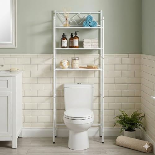 Home Zone Living Over-the-Toilet Bathroom Storage Cabinet Organizer - Image 2