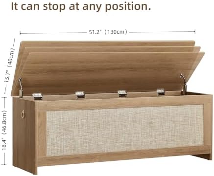 51.2" Storage Chest Extra Large, Rattan Storage Bench,(Cherry Brown - Image 2