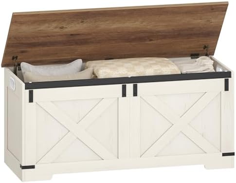 Hzuaneri 43 inches Farmhouse Storage Chest and Bench | 55 Gal | 330lb Seat by Hzuaneri